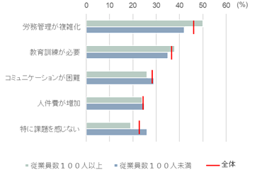 図2　多様な人材の雇用に関する課題（従業員数別）